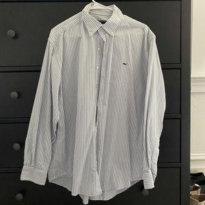 Vineyard Vines | VV whale shirt size L white/blue vertical striped button down